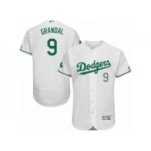 Men's Majestic Los Angeles Dodgers #9 Yasmani Grandal White Celtic Flexbase Authentic Collection MLB Jersey