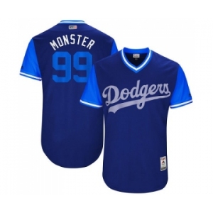 Men's Majestic Los Angeles Dodgers #99 Hyun-Jin Ryu Monster Authentic Navy Blue 2017 Players Weekend MLB Jersey