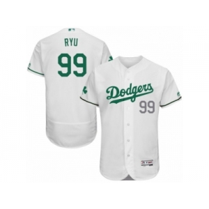 Men's Majestic Los Angeles Dodgers #99 Hyun-Jin Ryu White Celtic Flexbase Authentic Collection MLB Jersey