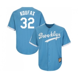 Men's Mitchell and Ness Los Angeles Dodgers #32 Sandy Koufax Authentic Light Blue Throwback MLB Jersey