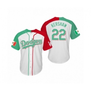 Mlb #22 Clayton Kershaw Los Angeles Dodgers Two-Tone Mexican Heritage Night Cool Base Jersey