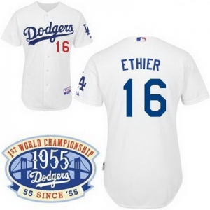 mlb Los Angels Dodgers #16 Ethier white(50th Patch)