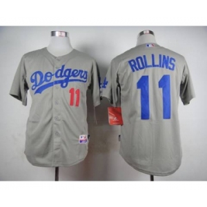 mlb jerseys los angeles dodgers #11 rollins grey