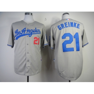 mlb jerseys los angeles dodgers #21 greinke grey[cool base]