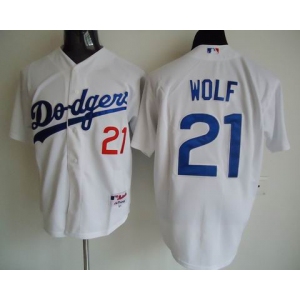 mlb jerseys los angeles dodgers #21 manny wolf white W