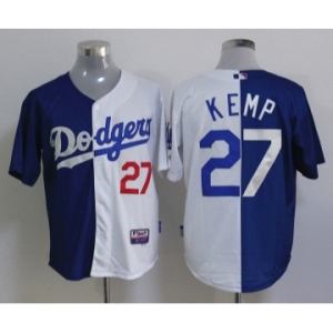 mlb jerseys los angeles dodgers #27 kemp white-blue[split]