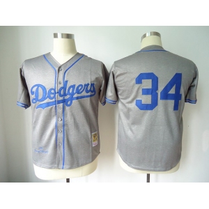 mlb jerseys los angeles dodgers #34 valenzuela grey m&n