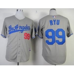 mlb jerseys los angeles dodgers #99 ryu grey[ryu]