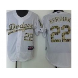 mlb los angels dodgers #22 clayton kershaw white[number camo]