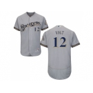 Men Milwaukee Brewers #12 Stephen Vogt Grey Flexbase Authentic Collection Stitched MLB Jersey