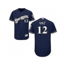 Men Milwaukee Brewers #12 Stephen Vogt Navy Blue Flexbase Authentic Collection Stitched MLB Jersey