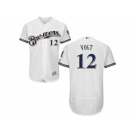 Men Milwaukee Brewers #12 Stephen Vogt White Flexbase Authentic Collection Stitched MLB Jersey