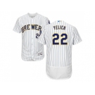 Men Milwaukee Brewers #22 Christian Yelich White Strip Flexbase Authentic Collection Stitched MLB Jersey