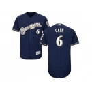 Men Milwaukee Brewers #6 Lorenzo Cain Navy Blue Flexbase Authentic Collection Stitched MLB Jersey