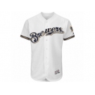 Men Milwaukee Brewers Majestic Home Blank White Flex Base Authentic Collection Team Jersey