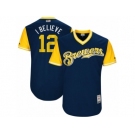 Men's 2017 Little League World Series Brewers #12 Stephen Vogt I Believe Navy Jersey