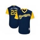 Men's 2017 Little League World Series Brewers #22 Matt Garza The Count Navy Jersey