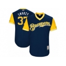 Men's 2017 Little League World Series Brewers #37 Anthony Swarzak Swarzy Navy Jersey