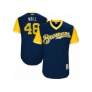 Men's 2017 Little League World Series Brewers #48 Jared Hughes Bull Navy Jersey