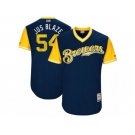 Men's 2017 Little League World Series Brewers #54 Michael Blazek Jus Blaze Navy Jersey