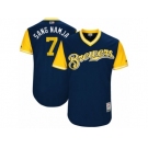 Men's 2017 Little League World Series Brewers Eric Thames #7 Sang Namja Navy Jersey