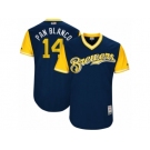 Men's 2017 Little League World Series Brewers Hernan Perez #14 Pan Blanco Navy Jersey