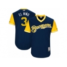 Men's 2017 Little League World Series Brewers Orlando Arcia #3 El Nino Navy Jersey