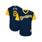 Men's 2017 Little League World Series Brewers Ryan Braun #8 Ocho Navy Jersey