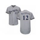 Men's Majestic Milwaukee Brewers #12 Martin Maldonado Grey Flexbase Authentic Collection MLB Jersey