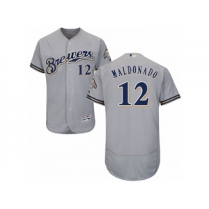 Men's Majestic Milwaukee Brewers #12 Martin Maldonado Grey Flexbase Authentic Collection MLB Jersey