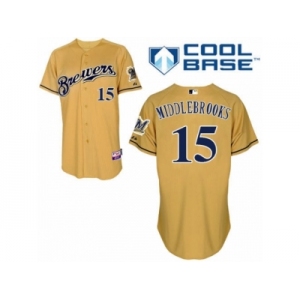 Men's Majestic Milwaukee Brewers #15 Will Middlebrooks Authentic Gold 2013 Alternate Cool Base MLB Jersey