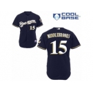 Men's Majestic Milwaukee Brewers #15 Will Middlebrooks Authentic Navy Blue Alternate Cool Base MLB Jersey