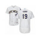 Men's Majestic Milwaukee Brewers #19 Robin Yount White Flexbase Authentic Collection MLB Jersey