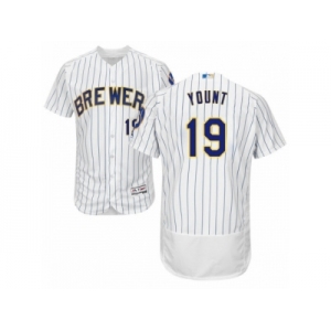 Men's Majestic Milwaukee Brewers #19 Robin Yount White Flexbase Authentic Collection MLB Jersey