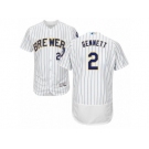 Men's Majestic Milwaukee Brewers #2 Scooter Gennett White Flexbase Authentic Collection MLB Jersey