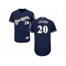 Men's Majestic Milwaukee Brewers #20 Jonathan Lucroy Navy Blue Flexbase Authentic Collection MLB Jersey