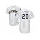 Men's Majestic Milwaukee Brewers #20 Jonathan Lucroy White Flexbase Authentic Collection MLB Jersey