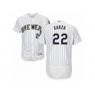 Men's Majestic Milwaukee Brewers #22 Matt Garza White Flexbase Authentic Collection MLB Jersey