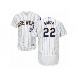 Men's Majestic Milwaukee Brewers #22 Matt Garza White Flexbase Authentic Collection MLB Jersey