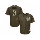 Men's Majestic Milwaukee Brewers #3 Orlando Arcia Replica Green Salute to Service MLB Jersey