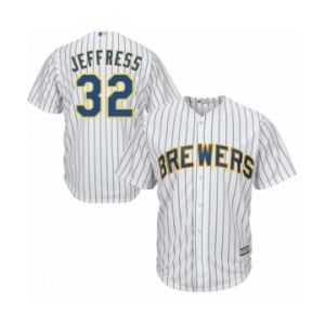 Men's Majestic Milwaukee Brewers #32 Jeremy Jeffress Replica White Home Cool Base MLB Jersey