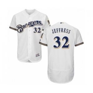 Men's Majestic Milwaukee Brewers #32 Jeremy Jeffress White Alternate Flex Base Authentic Collection MLB Jersey