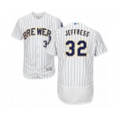 Men's Majestic Milwaukee Brewers #32 Jeremy Jeffress White Home Flex Base Authentic Collection MLB Jersey