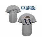 Men's Majestic Milwaukee Brewers #33 Chris Carter Authentic Grey Road Cool Base MLB Jersey