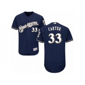 Men's Majestic Milwaukee Brewers #33 Chris Carter Navy Blue Flexbase Authentic Collection MLB Jersey