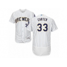 Men's Majestic Milwaukee Brewers #33 Chris Carter White Flexbase Authentic Collection MLB Jersey