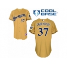 Men's Majestic Milwaukee Brewers #37 Tyler Thornburg Replica Gold 2013 Alternate Cool Base MLB Jersey