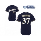 Men's Majestic Milwaukee Brewers #37 Tyler Thornburg Replica Navy Blue Alternate Cool Base MLB Jersey