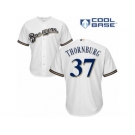 Men's Majestic Milwaukee Brewers #37 Tyler Thornburg Replica White Home Cool Base MLB Jersey