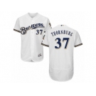 Men's Majestic Milwaukee Brewers #37 Tyler Thornburg White Royal Flexbase Authentic Collection MLB Jersey